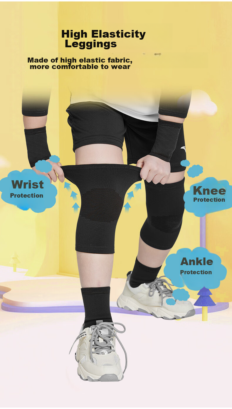 NAILEKESI N Children's Knee And Elbow Pads, Sports Protective Gear for Basketball, Football, Anti-Fall, Boys' Running, Cycling, Suitable for Ages 6-12, Roller Skating Protective Equipment 3