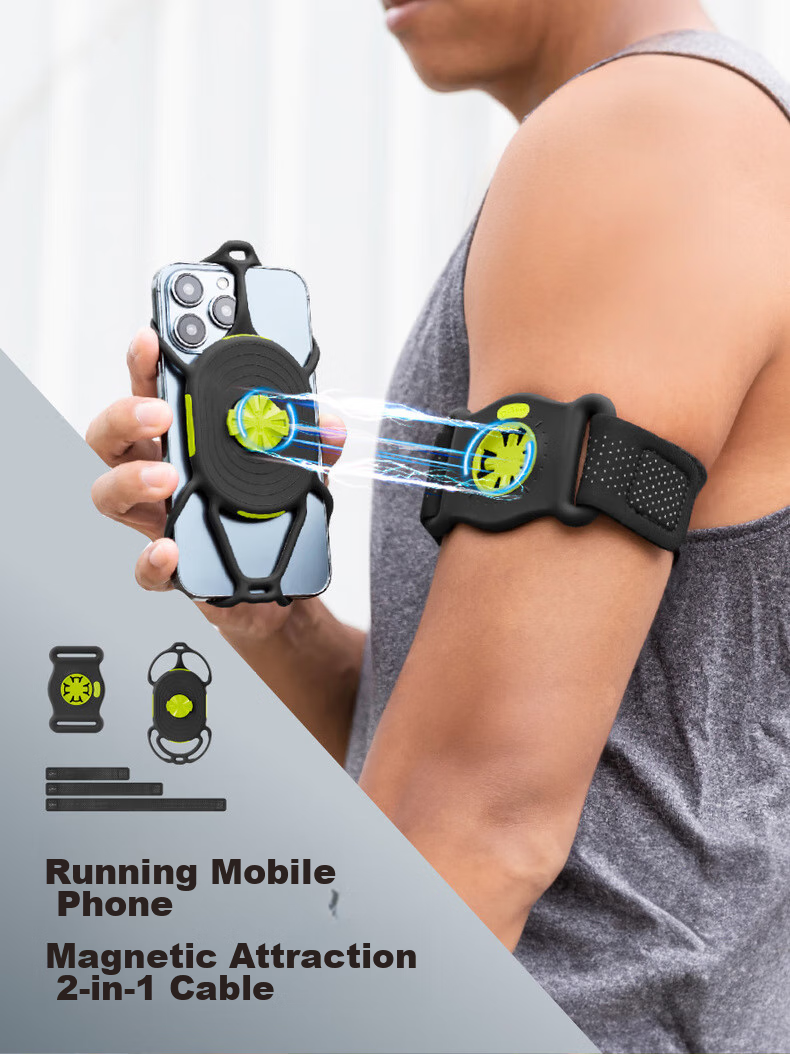 Bone Road Bike Phone Mount, Magnetic Quick-Release, Cycling Navigation Bracket, Silicone Shock-Absorbing, Compatible with Garmin GPS Watches 10