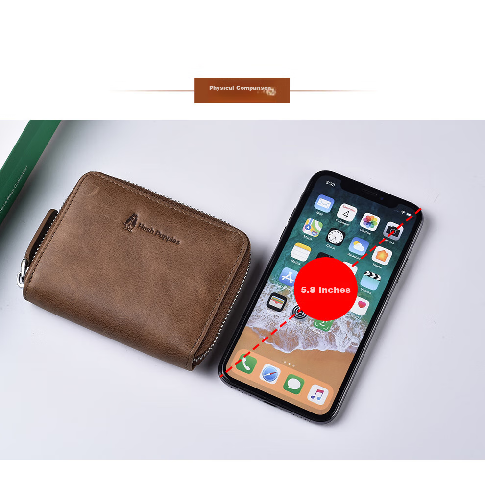 Hush Puppies Card Holder, Genuine Leather Coin Purse for Men, ID Holder, Accordion-Style Storage Bag, Business Card Holder, Birthday Gift Box Set 5