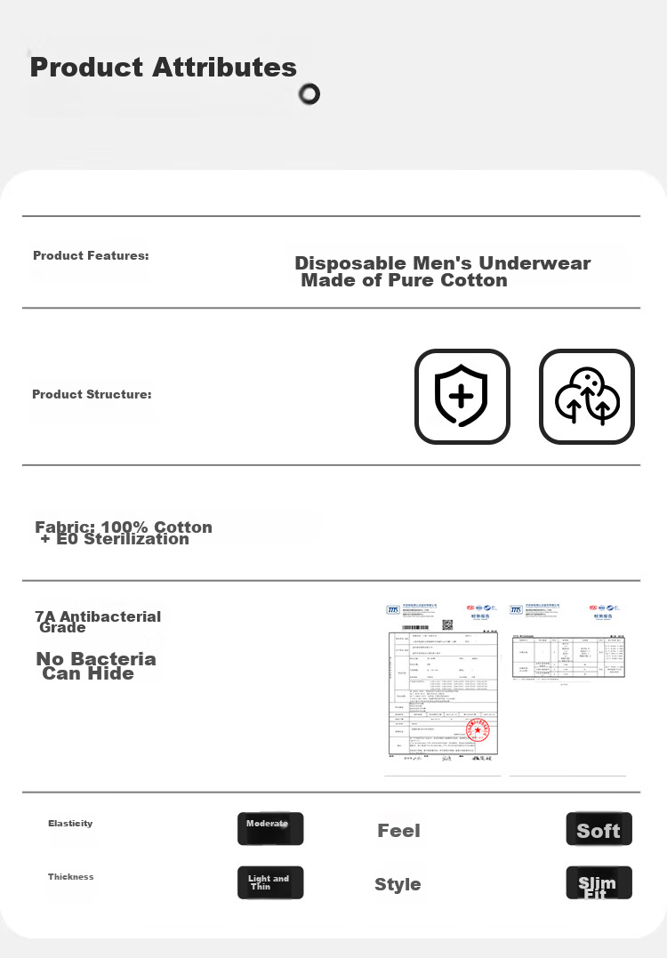 Nanjiren Disposable Men's Underwear, Pure Cotton Boxer Briefs, Sterilized, No-Wash, Daily Disposable, for Business Trips, Travel, Vacations, Individually Packaged, 5 Pieces, Size L 12
