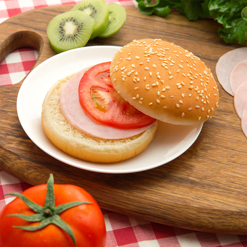 嘉顿汉堡面包胚新鲜含芝麻面营养早餐下午茶糕点225g*2袋【仅限广东】