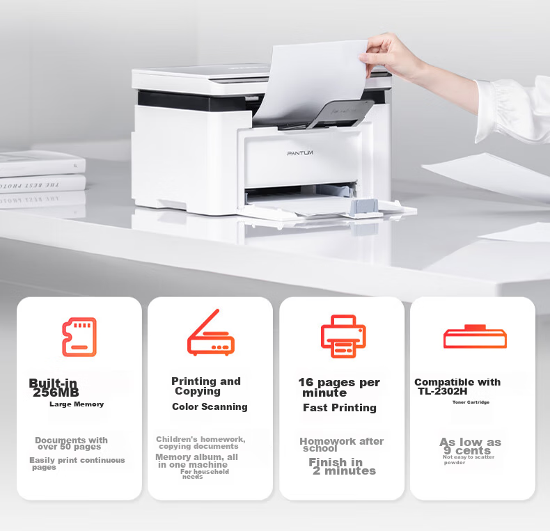 PANTUM M6202W Youth Edition Laser Printer All-In Copier Scanner for Home Wireless Mobile Printing Student Homework Printer 4