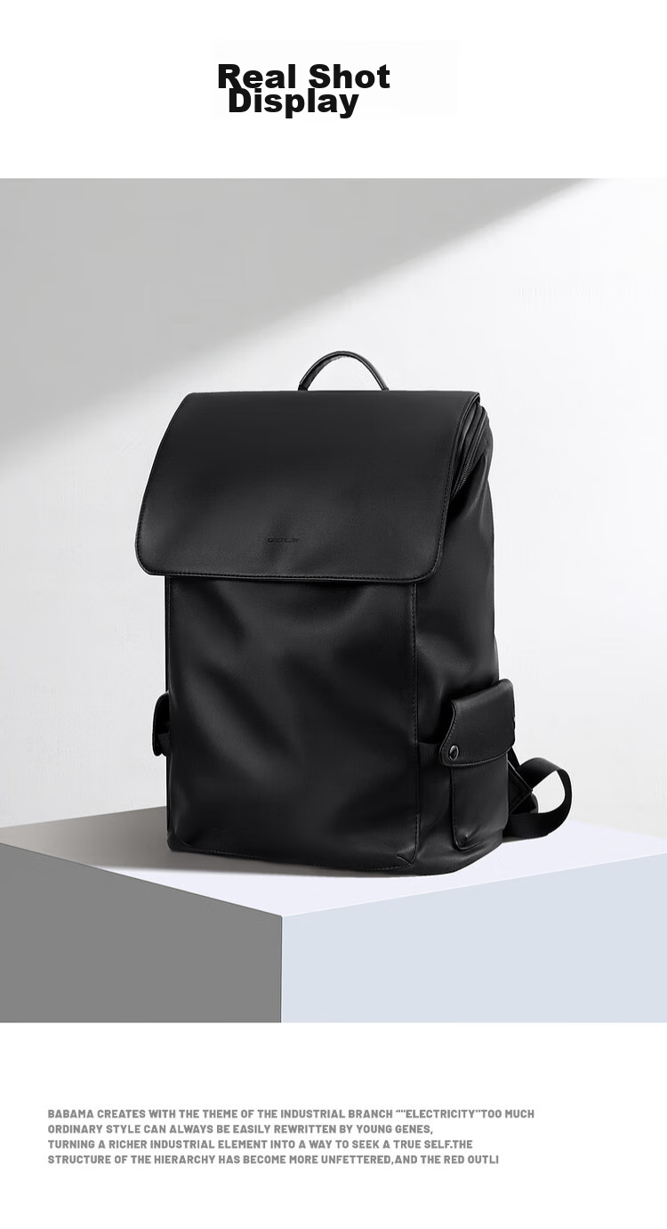 GOLF Backpack for Men, Casual Soft Leather Backpack, Laptop Bag for Students, Flip-Top Travel Outdoor Business Sports Backpack 18