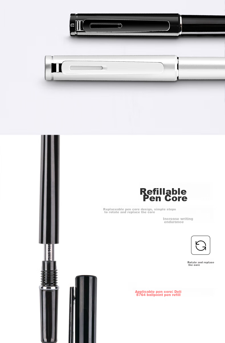 Deli Discoverer Ballpoint Pen, Conference Signing Pen, Neutral Ink, Elegant Black, for College Entrance Exams 7