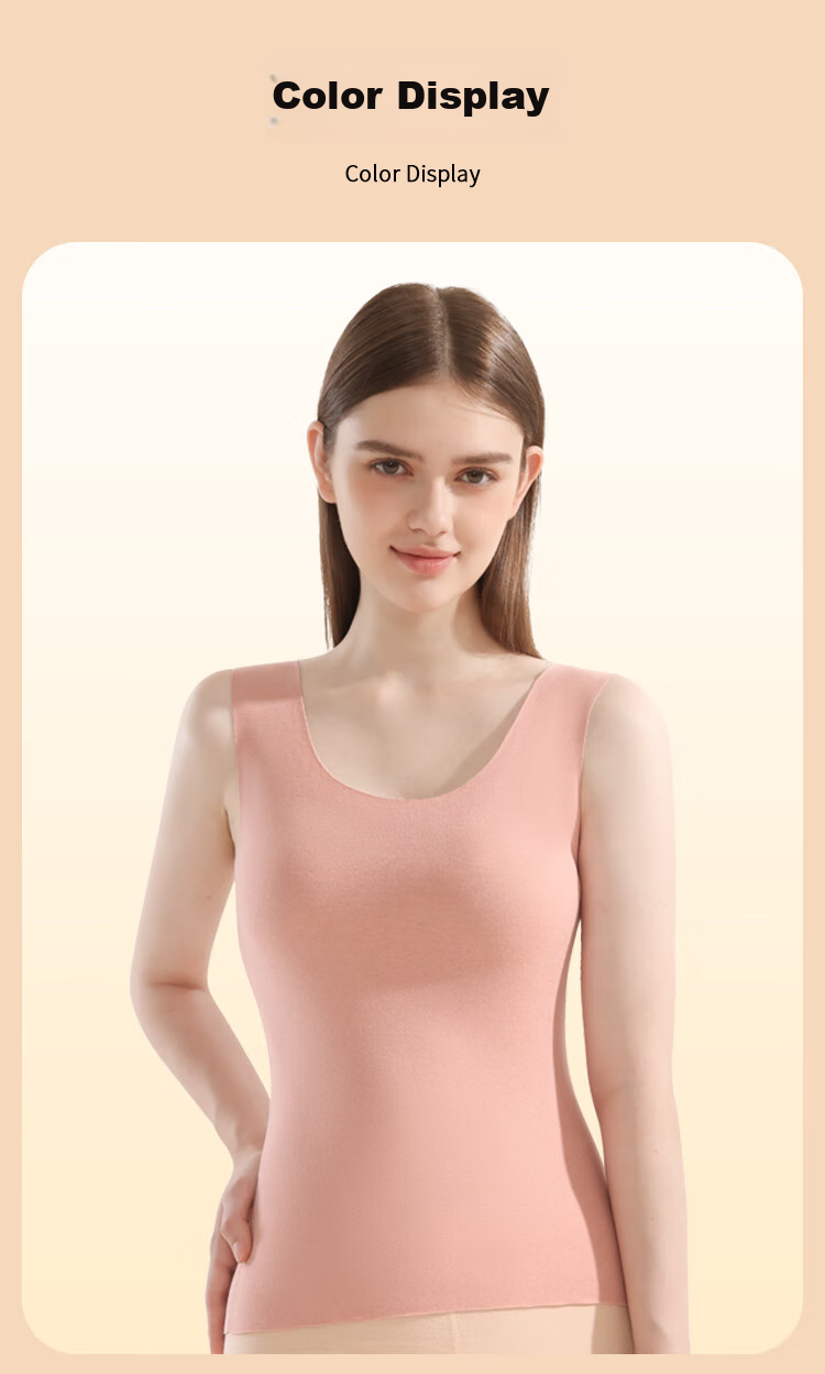 MiiOW [Contains Cashmere And Silk] Women's Thermal Vest, 2026 New Style, Fleece-Lined Seamless Heat-Generating Inner Layer Autumn Wear, 2XL 24