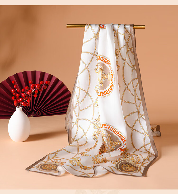 Hangsifu Silk Scarf, Chinese Style Mulberry Silk Shawl, Long Scarf, Gift for Wife Or Mother's Birthday, Practical Present for Women, Holiday Gift 15