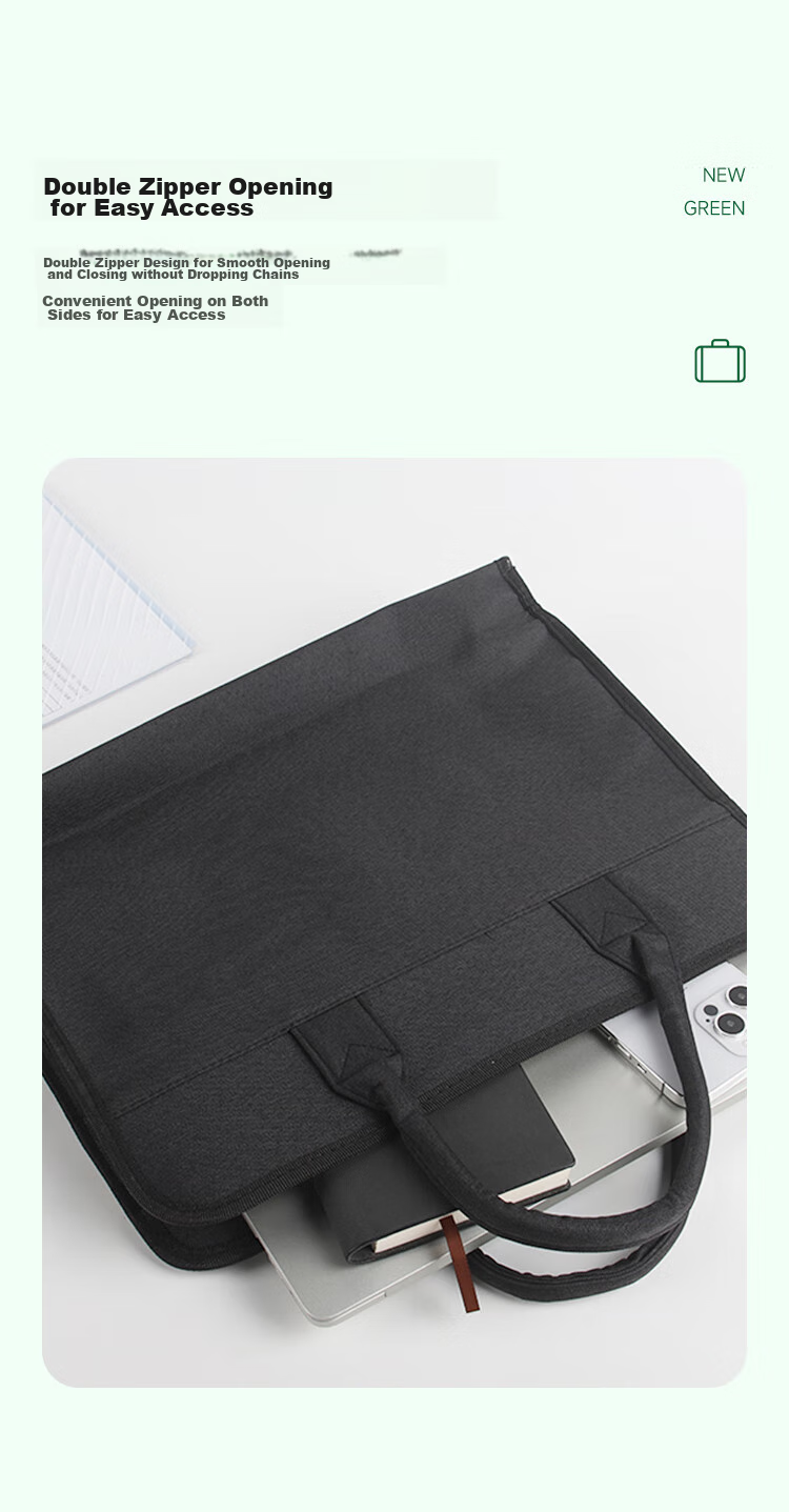 TANGO Office Handbag/conference Bag/business Bag/document Bag/laptop Bag/briefcase, Business Zipper Storage Bag for Men And Women, Thickened, Black LH218 7