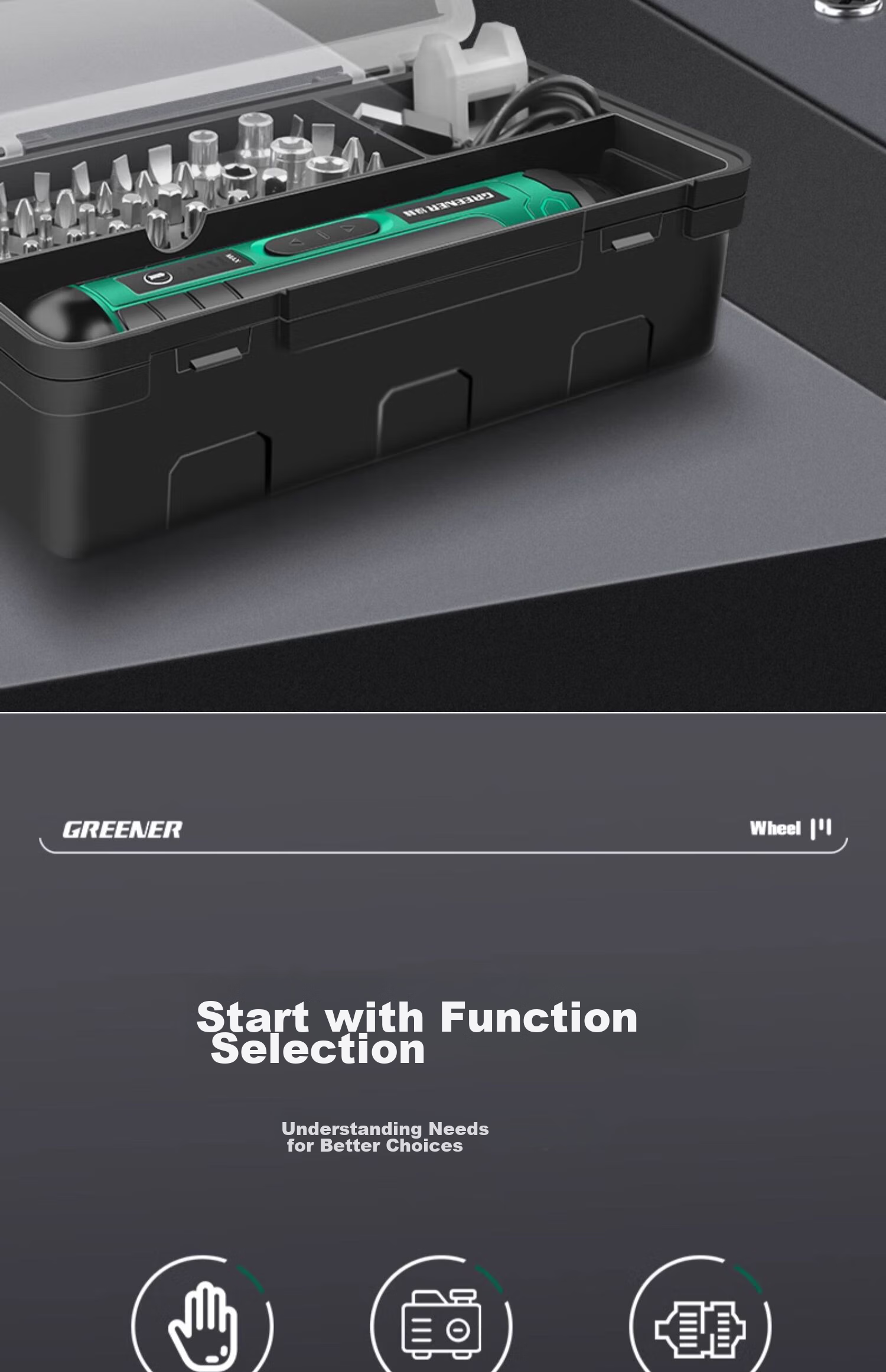 GREENER Electric Screwdriver Mini Cordless Rechargeable Lithium Battery Power Drill Set for Home Use 3