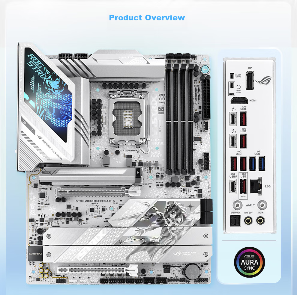 ROG STRIX Z890-A GAMING WIFI Chuixue Motherboard, Supports CPU 285K/265K/270K (Intel Z890/LGA 1851) 1