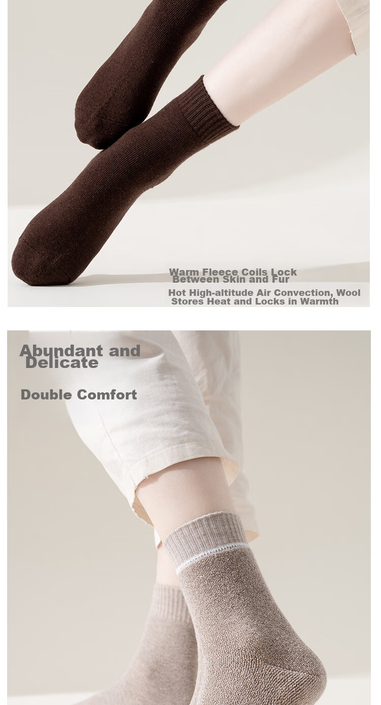 Mianwuqi Thick Wool Socks for Men And Women, Winter Cold-Resistant, Odor-Proof, High-Calf, Fleece-Lined, Warm, Heat-Retaining, Soft And Comfortable Women's Mixed 7