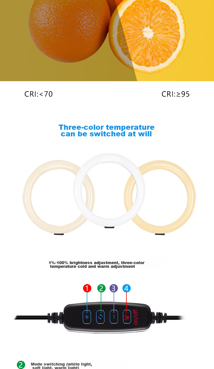 Pangniu Circular LED Fill Light, Live Streaming Beauty Light, PU377 Portrait Photography Continuous Light, Photo Continuous Light, 12cm Tri-Color Temperature, Douyin Live Streaming Equipment Fill Light 4