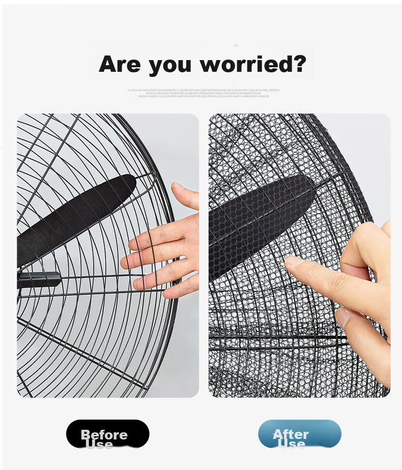 Keruier Industrial Fan Cover, Anti-Pinch, for Factory Workshop, Dust Cover, Large Size Fan Safety Cover, Fan Protection Net, Children's Desktop And Floor Fan Protective Cover, 80cm 3