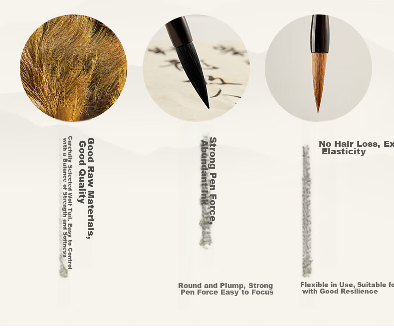 Liupintang Professional Small Regular Script Brush for Calligraphy Beginners, Mixed Wolf And Goat Hair Practice Chinese Painting Regular Script Running Script Calligraphy Set for Adults, Soft Brush Thin Gold Style [Huanbi] 3