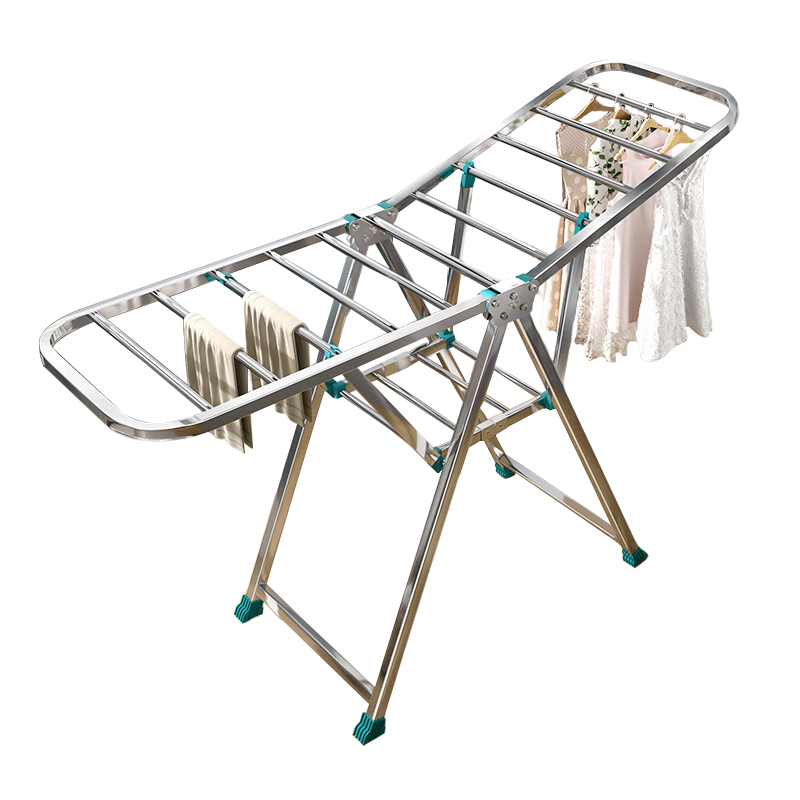 BIX Clothes Drying Rack, Floor-Standing Clothes Hanger, Indoor Drying Pole, Balcony Stainless Steel Quilt Hanger, 1.5m Double-Layer