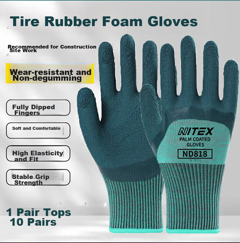 SHENGLI Work Gloves, Gardening Gloves, Wear-Resistant, Non-Slip, Thin, Latex-Coated, Highly Elastic, Breathable Rubber Gloves, for Handling And Work, ND150S, 12 Pairs 5