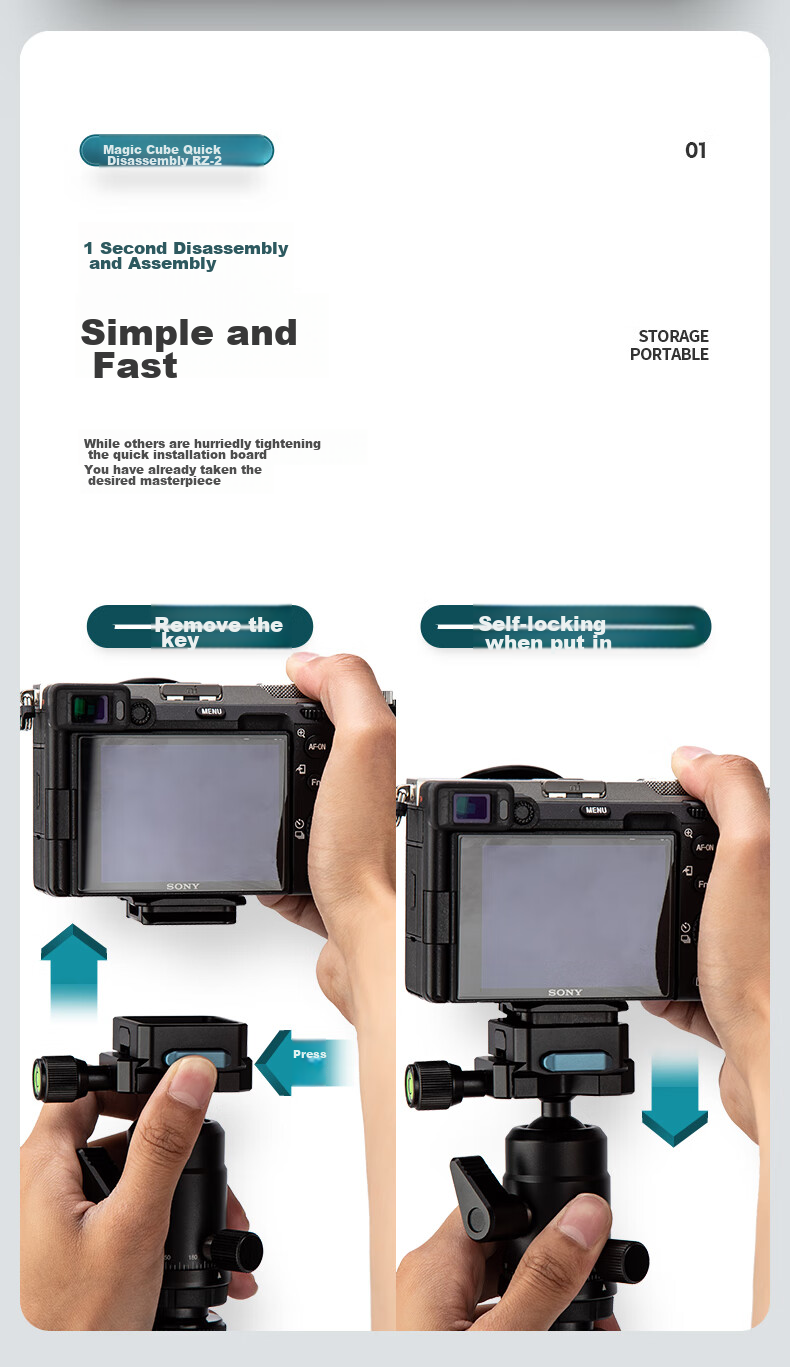 Fotopro RZ-2 Universal Camera Mirrorless DSLR DJI Stabilizer Cube Quick Release Mechanism 5