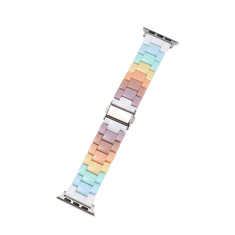 MSSM Compatible Apple Watch Band, Rainbow Strap for IWatch S11/ultra3/S10/9/8/SE3, Acrylic Women's Fresh And Simple Wristband