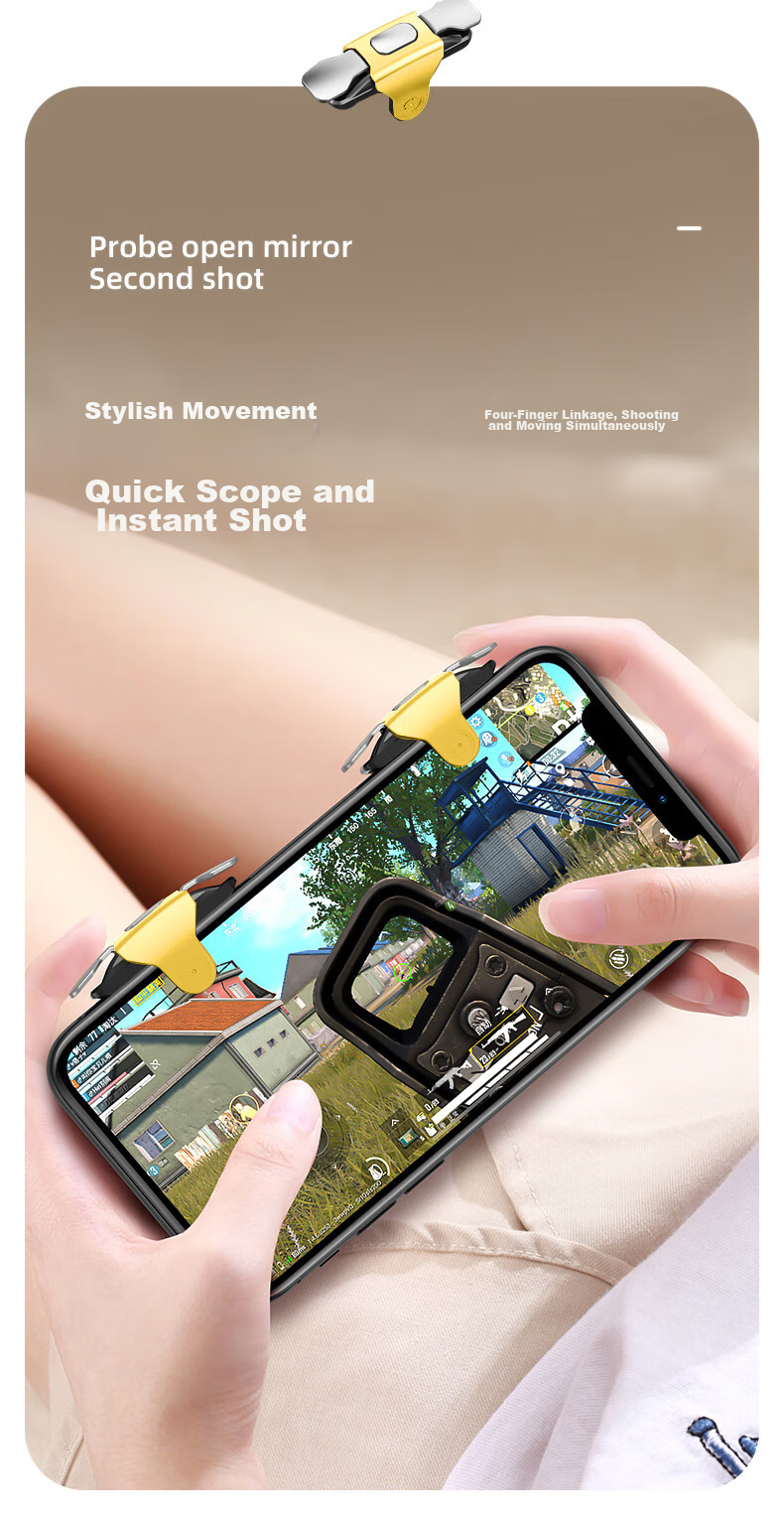 Qiaojiejie [Esports Recommendation] PUBG Mobile Gaming Keyboard Four-Finger Tap Button Shooting Assistant Mechanical Key Peace Elite PUBG Controller Compatible with Android And iOS 7