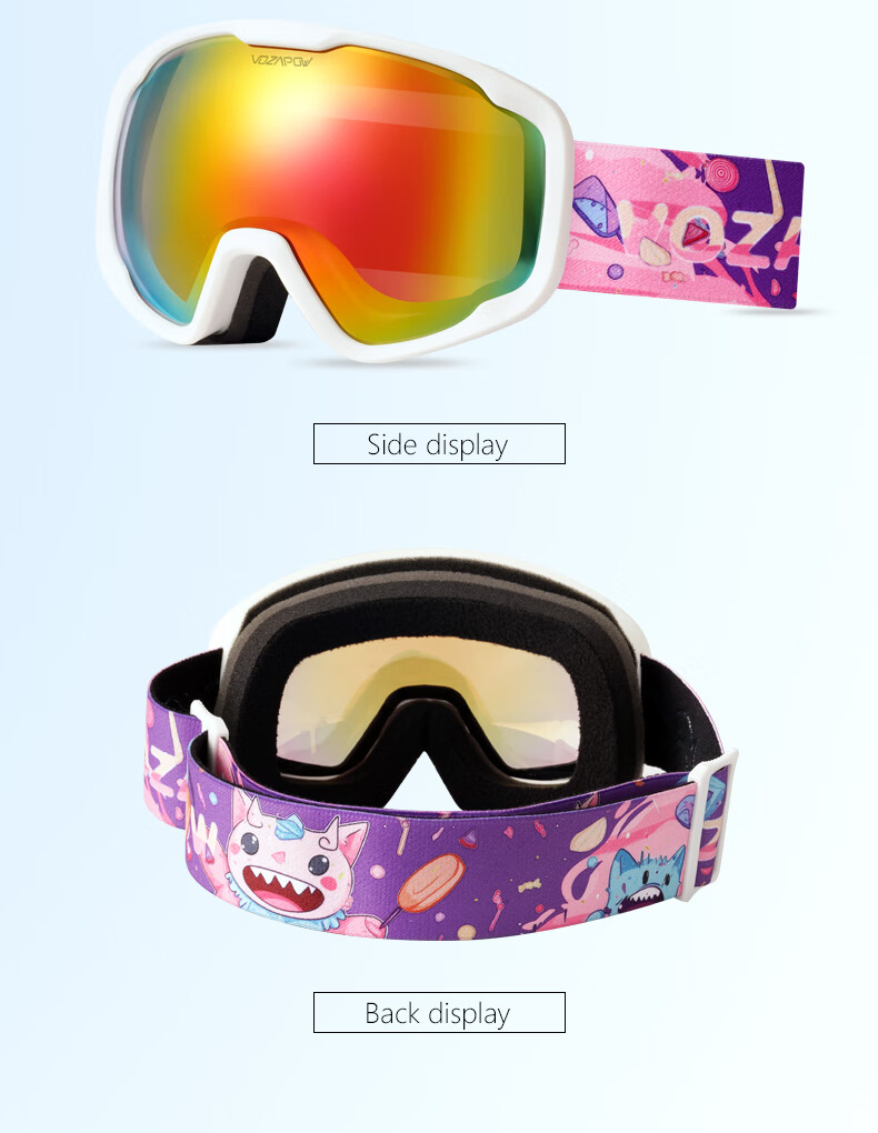 VOZAPOW Children's Ski Goggles, Double-Layer Anti-Fog, Snow Blind Spherical Lens, Windproof And Cold-Resistant Protective Eyewear for Men And Women in Snow 12