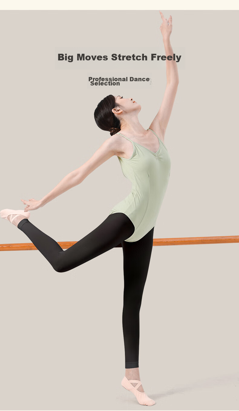 Zhiyouban Adult Dance Tights for Women, Nine-Point Pants, Ballet Modern Dance Thigh-High Stockings, Chinese Dance Black Tight-Fitting Practice Pants 13