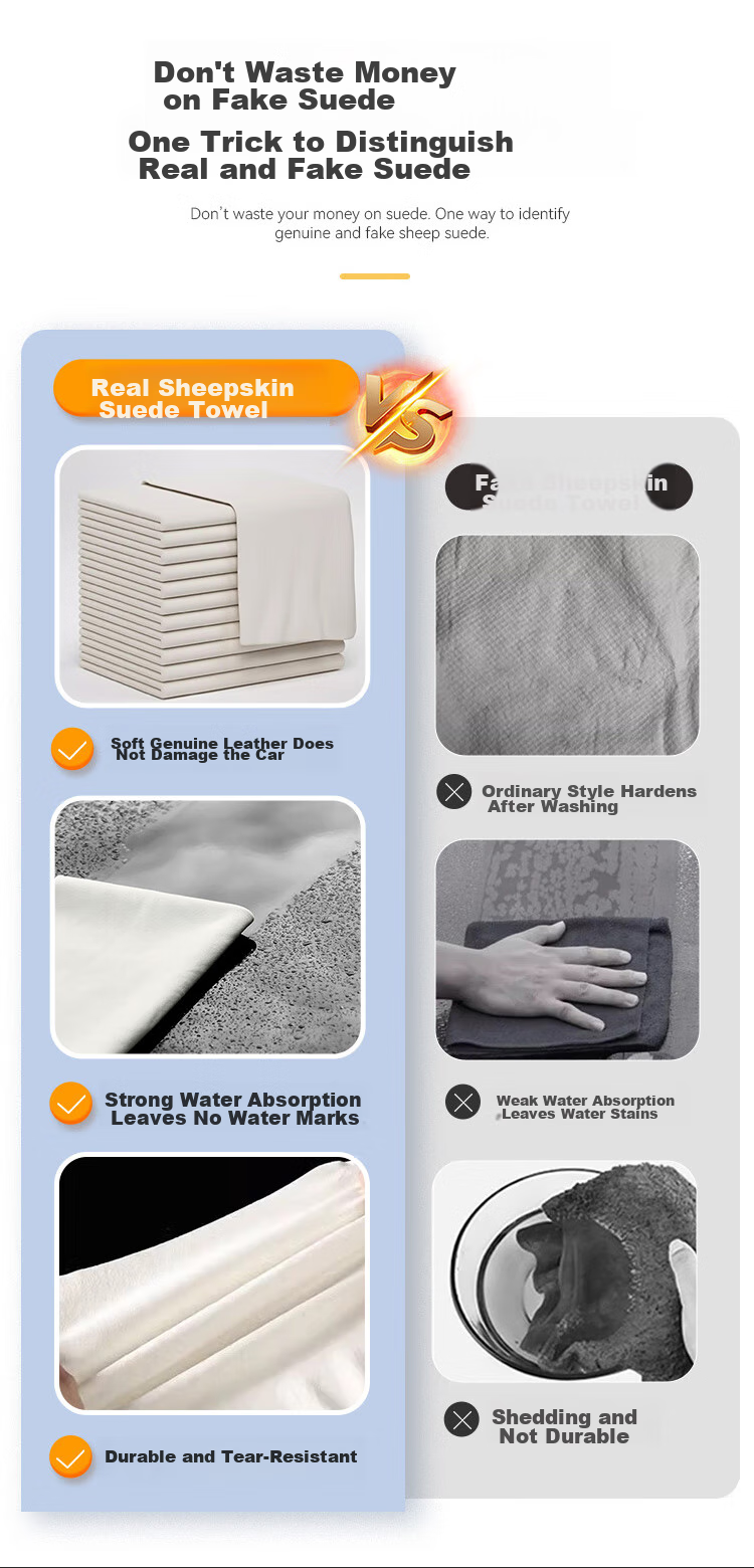 YUECAR Car Cleaning Towel, Chamois Cloth for Washing And Drying, Large Absorbent Glass Cleaning Cloth, 60*90 Cm 3