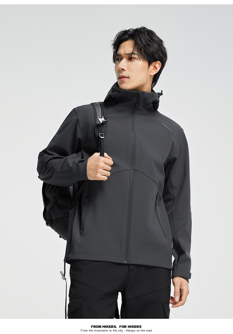 Pioneer Camp Sea Lion Soft Shell Jacket for Men, Spring And Autumn Outdoor Fleece-Lined Warm Windproof Waterproof Cordura Hiking Mountaineering Jacket 13