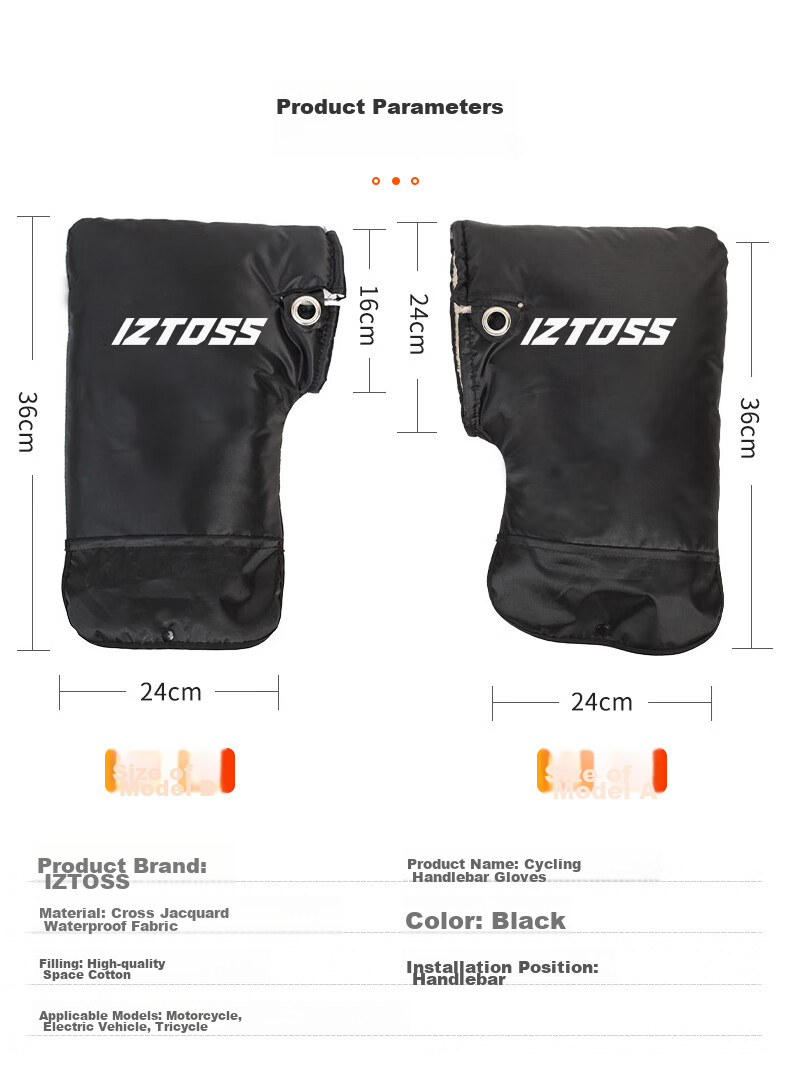 IZTOSS Motorcycle Gloves, Electric Bike Handlebar Gloves, Windproof, Winter Warmth, Fleece-Lined, Hand Protection Gloves, Cold-Resistant, Thickened, Large Opening 11
