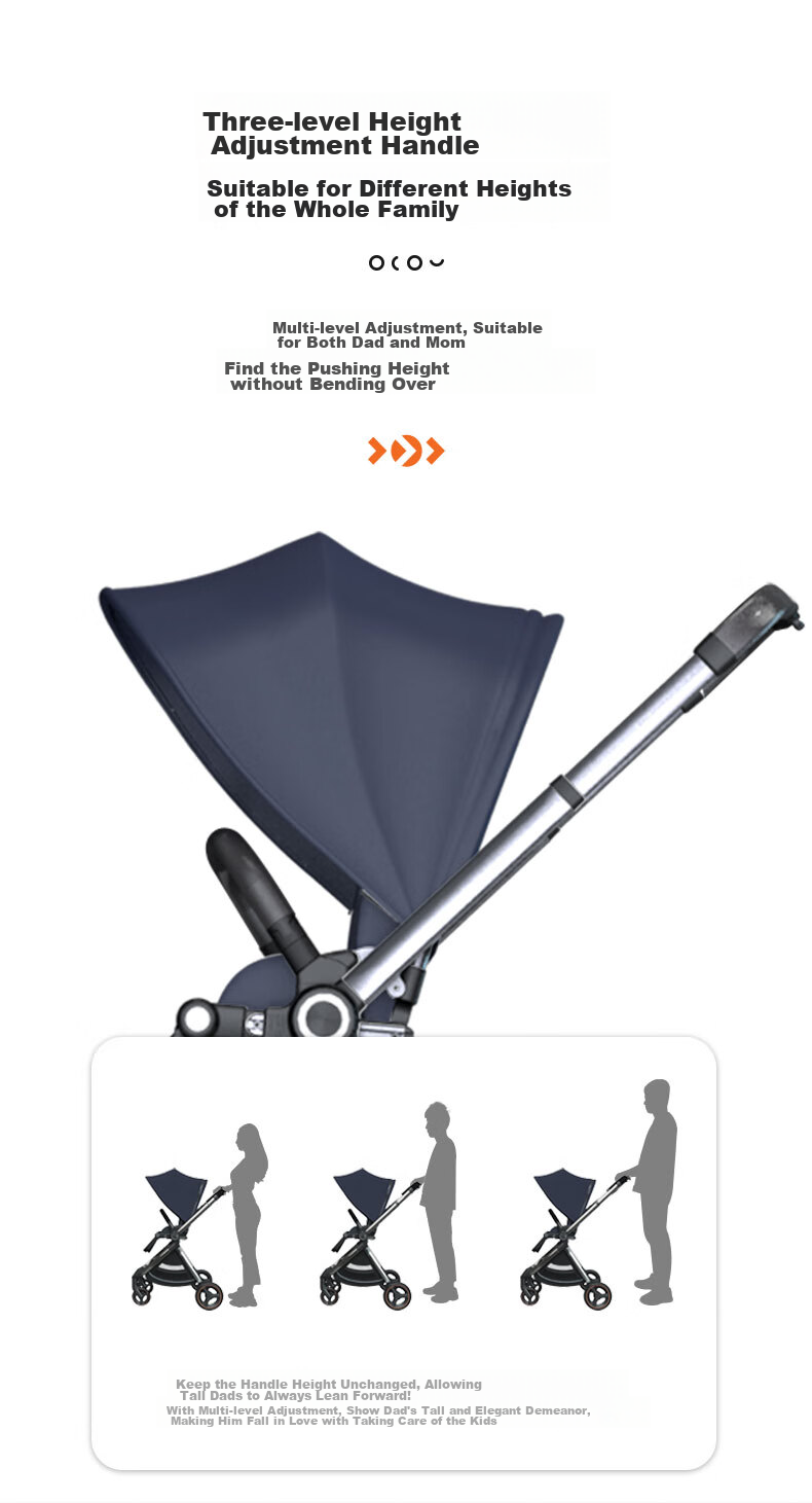 Elittile Stroller for Infants 0-3 Years Old, Foldable, Can Sit And Lie Down, Shock-Absorbing, High Landscape View, Perfect for Taking Babies Out, EMU European Version with Full Canopy And Red Seat 3