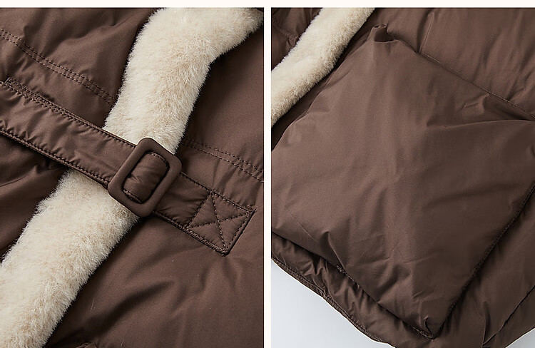 Dme [Xueshan Dushi] Winter 400T Spring Yafang 90% Duck Down Faux Sheepskin Patchwork Women's down Jacket 7
