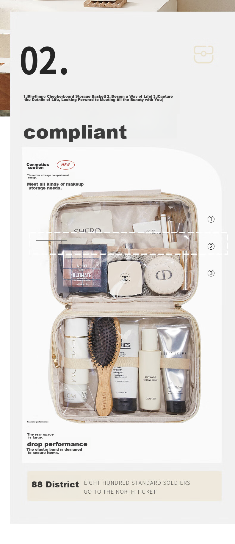 EACHY Travel Toiletry Bag, Portable Transparent Waterproof Large Capacity Dry And Wet Separation Cosmetic Organizer Bag for Business Trips, White 6