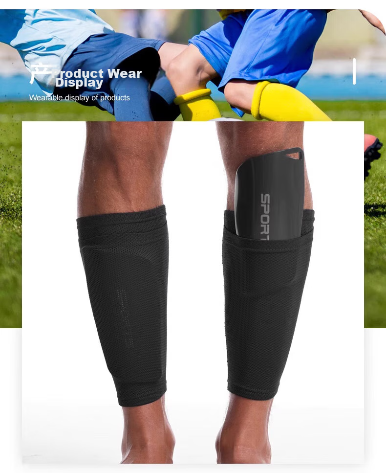 Chidong Soccer Shin Guard Socks, Adult And Children's Double-Layer Breathable Mesh Elastic Calf Sleeves with Insert Plate for Fixation, Size S 10
