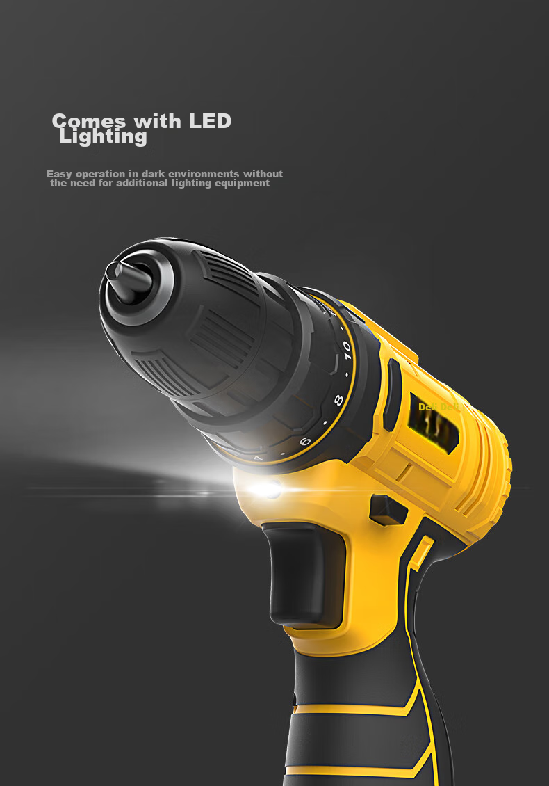 Deli 12V Electric Drill, Cordless Screwdriver, Lithium Battery Drill, Multi-Functional Household Rechargeable Driver Machine, Power Tool Set 12