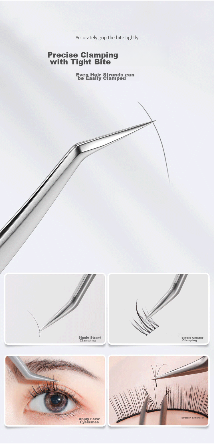UPLUS Single Cluster False Eyelash Tweezers Golden Feather Clip, Flowering Planting Grafting Eyelash Tool 5