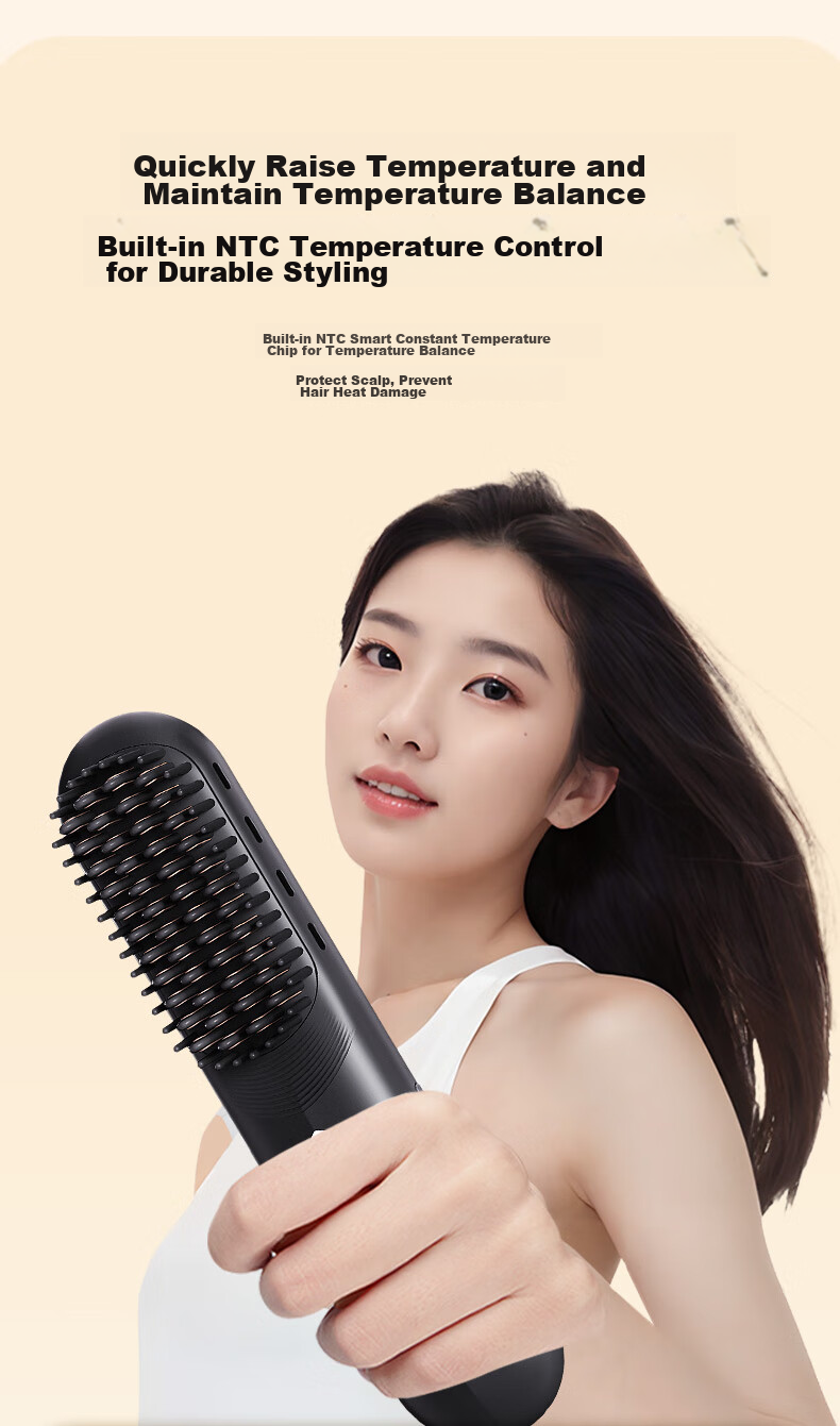 UBelle [Mid-Autumn Festival Gift] Cold Wind Wireless Straight Hair Brush, Negative Ion Hair Care, Non-Damaging Straightening Iron, Portable One-Comb Instant Smoothness, High Crown Frizz Improvement, Birthday Gift for Girlfriend 9