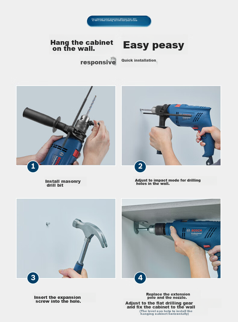 BOSCH Electric Drill, 600W Impact Drill, Household Tool Set, Wall Drilling, Multi-Functional Upgraded Version, GSB600RE 4