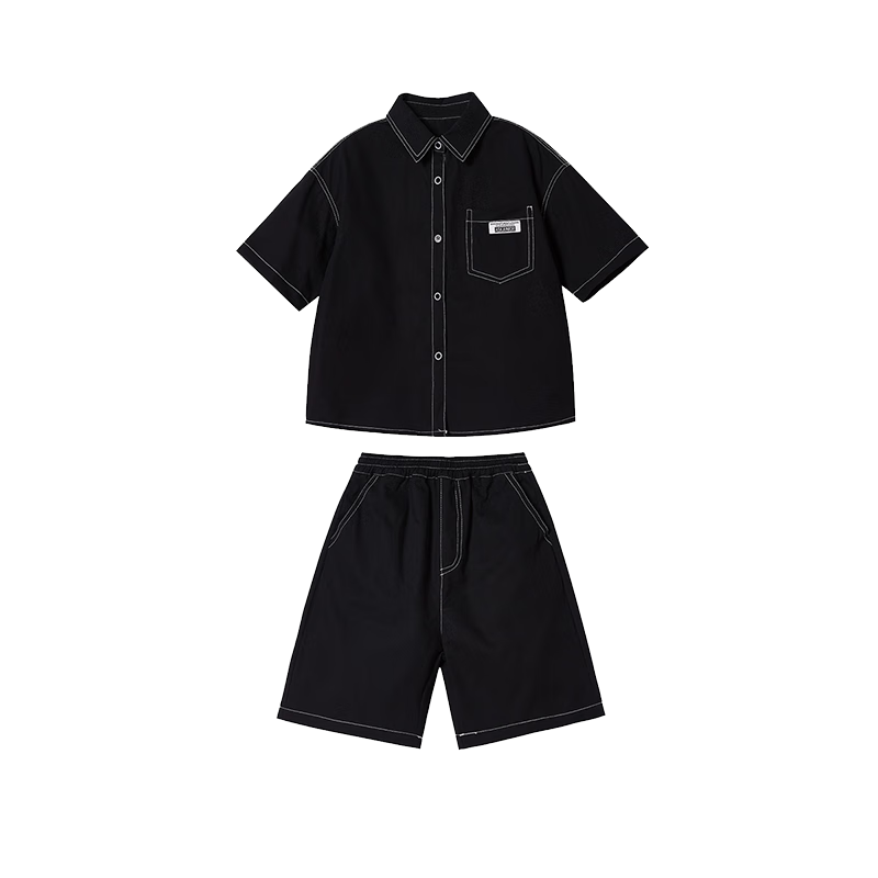 ASK JUNIOR Boys Summer Cotton Thin Short Sleeve Shirt and Shorts Running Two-Piece Set Kids 140 7