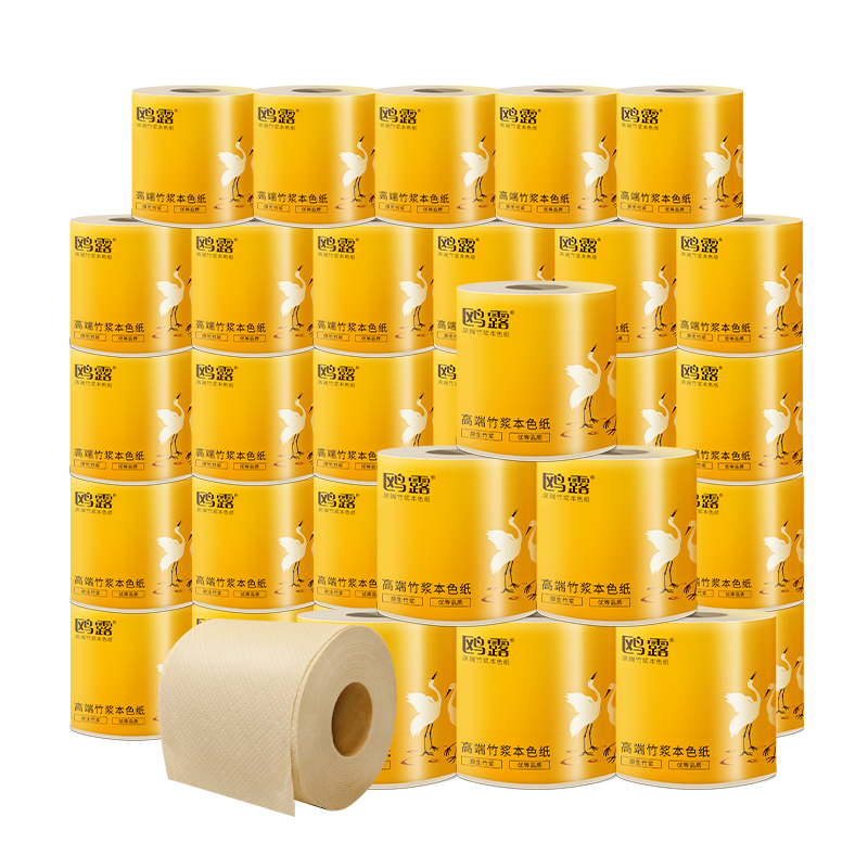 OULU Core Roll Toilet Paper, 4-Ply, 140g*27 Rolls, Tissue Paper, Toilet Paper, Natural Bamboo Pulp Roll Toilet Paper, Whole Box