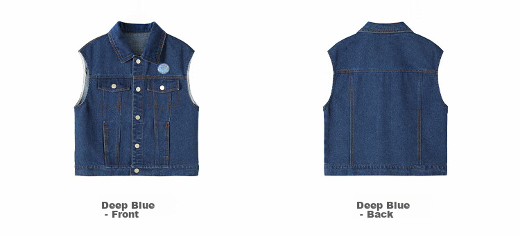 QQ DUCK Children's Denim Vest, Girls' Sleeveless Jacket, Youth Clothing, Classic Vest in Light Blue; Size 130 10