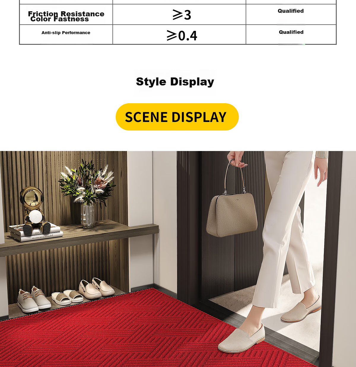 Huaxu Entrance Mat, Doorway Foot Mat, Foyer Mat, Hallway Outdoor Non-Slip Cuttable Red Mat - Elegant 15