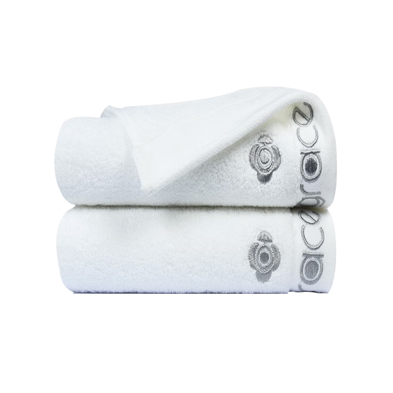 Grace Antibacterial And Anti-Mite Towels, 2-Pack, Pure Cotton, Extra Large And Thick, No Twisting, Embroidered Flowers, Five-Star Hotel Face Towels for Sports