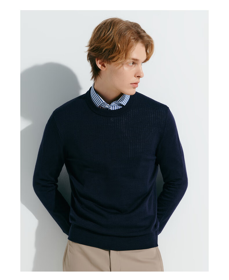 G2000 [Sheep Wool Blend] Mall-Matching Soft Comfortable Casual Versatile Sweater, Deep Indigo Blue, 2L 4