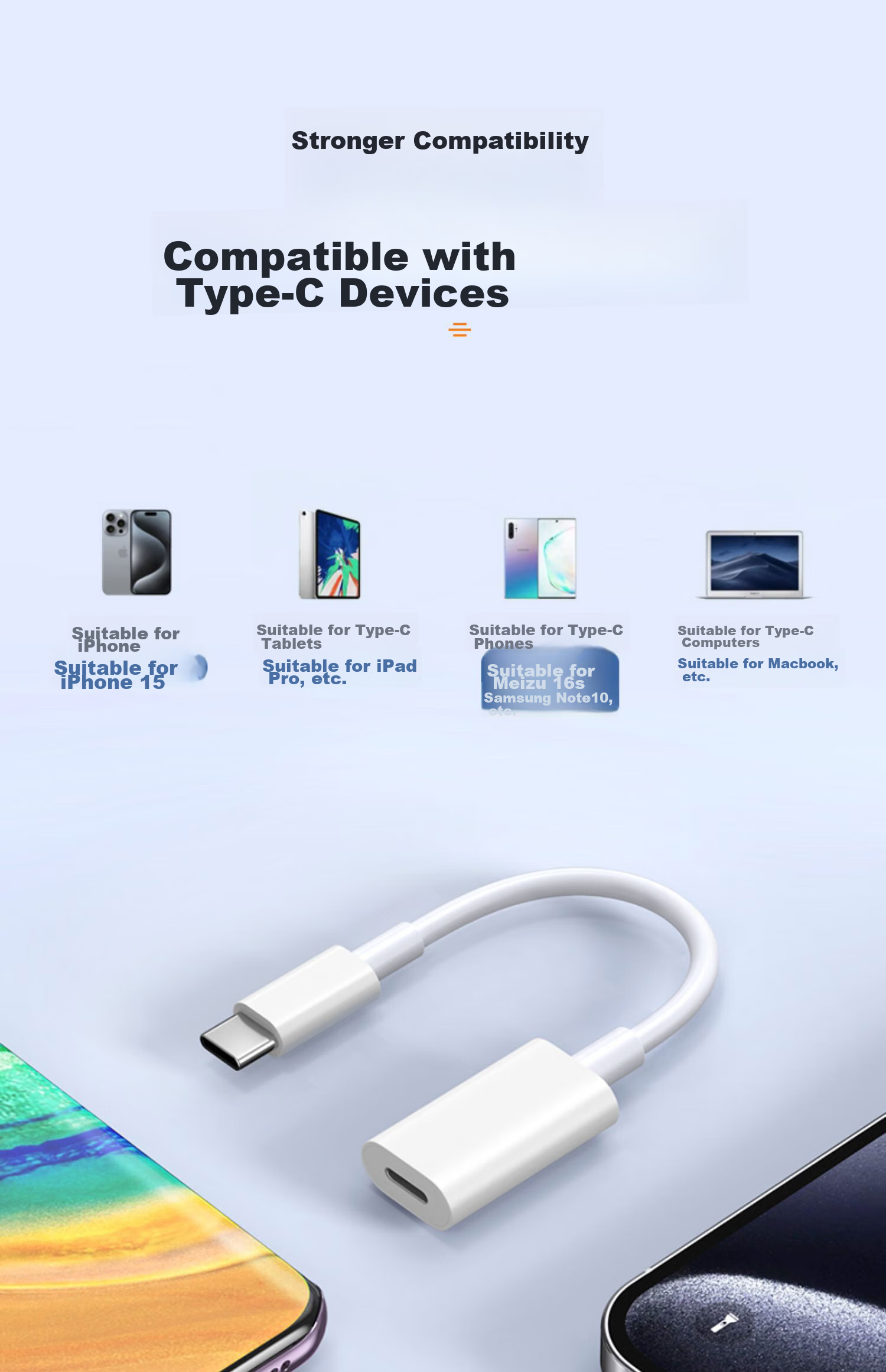 BIAZE Lightning to Type-C Adapter Compatible with Apple 17, Huawei, Xiaomi Fast Charging High-Speed Transfer Ready-To P63 Lightweight Versatile Device Upgraded Converter Charging Data Cable 4