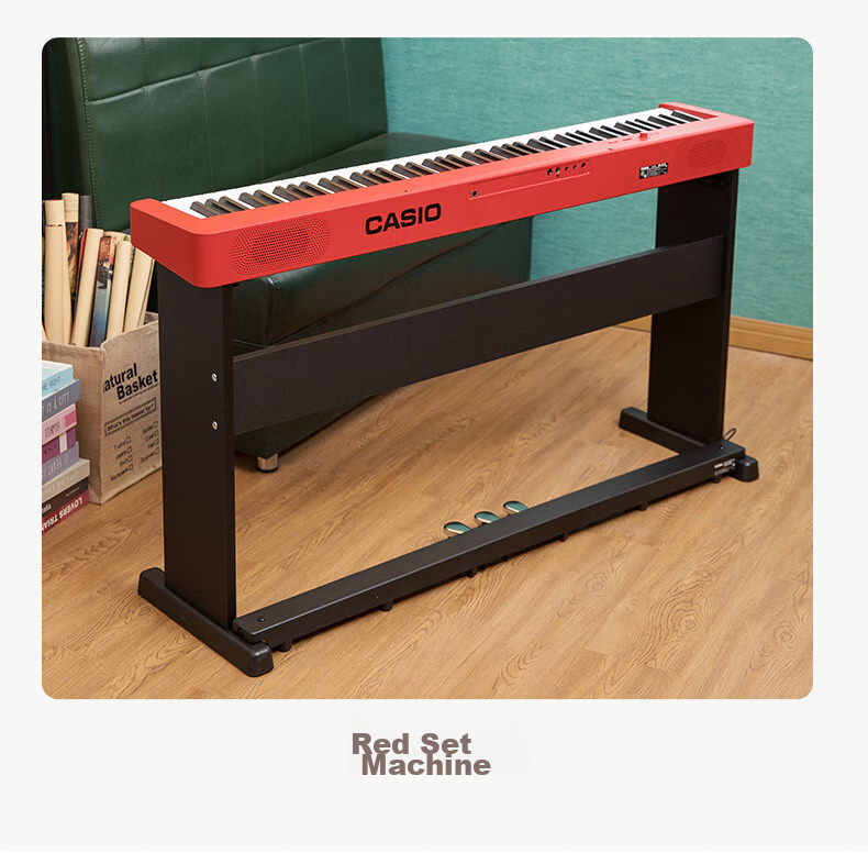 Casio Digital Piano EPS130 Red Electronic Digital Piano with 88 Weighted Keys, Beginner Standalone Unit, Wooden Piano Stand, Gift Package 25