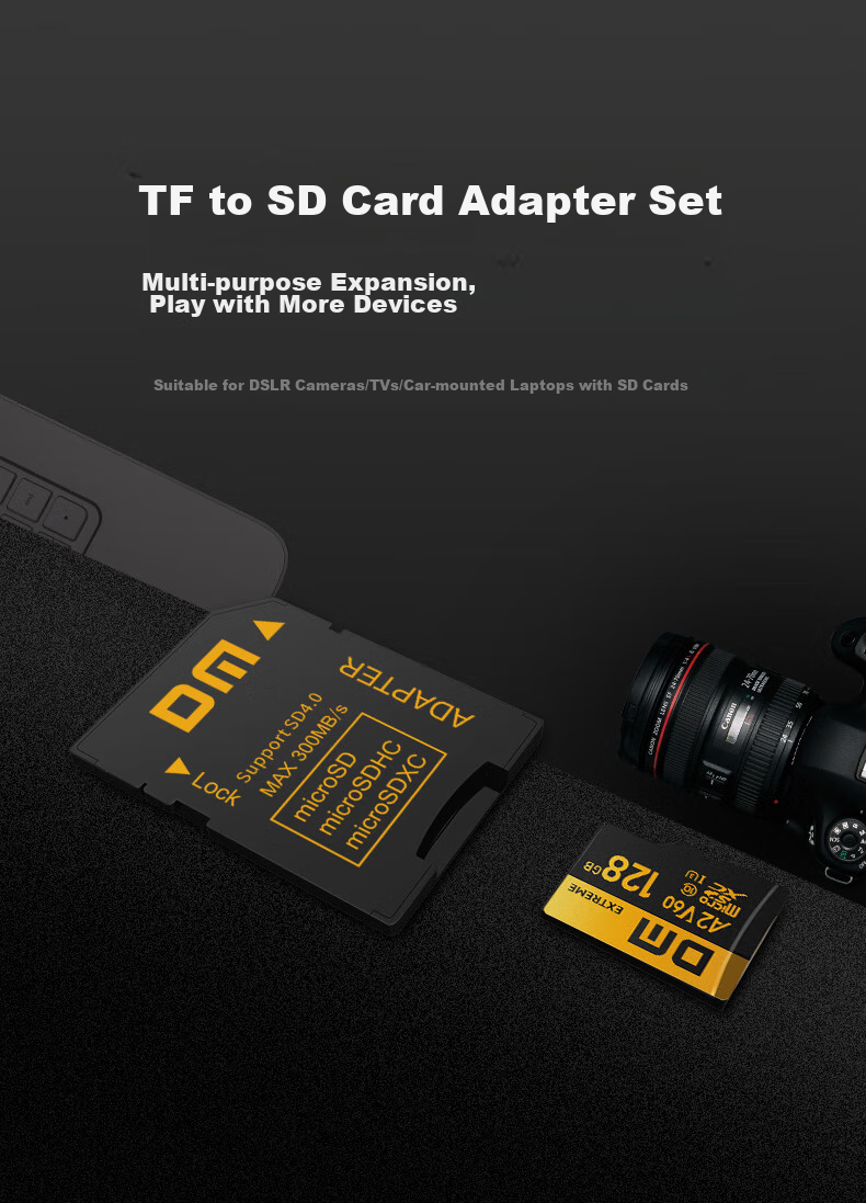 DM Daimai 128GB TF (MicroSD) Memory Card, V60 4K Ultra HD High-Speed Drone Monitoring Car Recorder Game Console Action Camera Memory Card 11