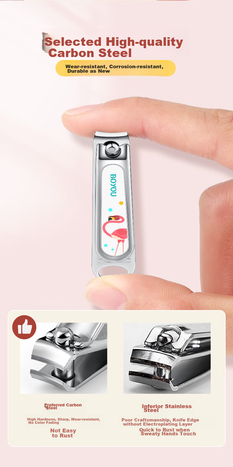 BO YOU Nail Clipper, High-Quality Carbon Steel Nail Scissors for Adults And Children, Cartoon Pattern with Drip Glue, Student Gift for Girls 5