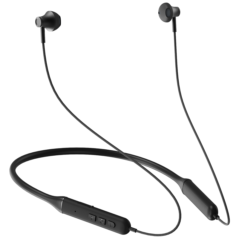 IKF W1S Neckband Bluetooth Earphones, Semi-In Wireless Sports Headphones, High-Quality Gaming Headset with Noise Cancellation, Waterproof And Sweat-Resistant, Compatible with Apple And Android, Elegant Black