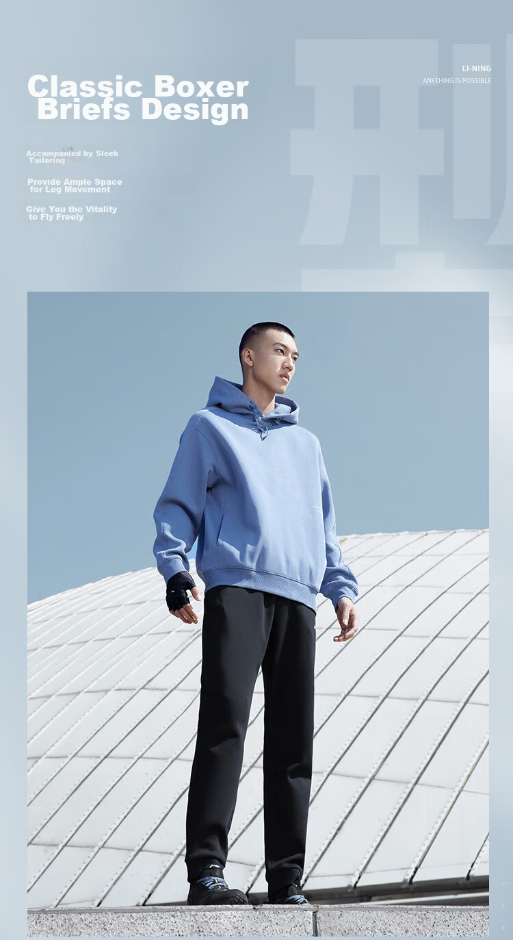LI-NING Men's Autumn Winter Fleece-Lined Sports Pants Comfortable Warm Plus Size Casual Cotton Running Training Jogger Sweatpants 8