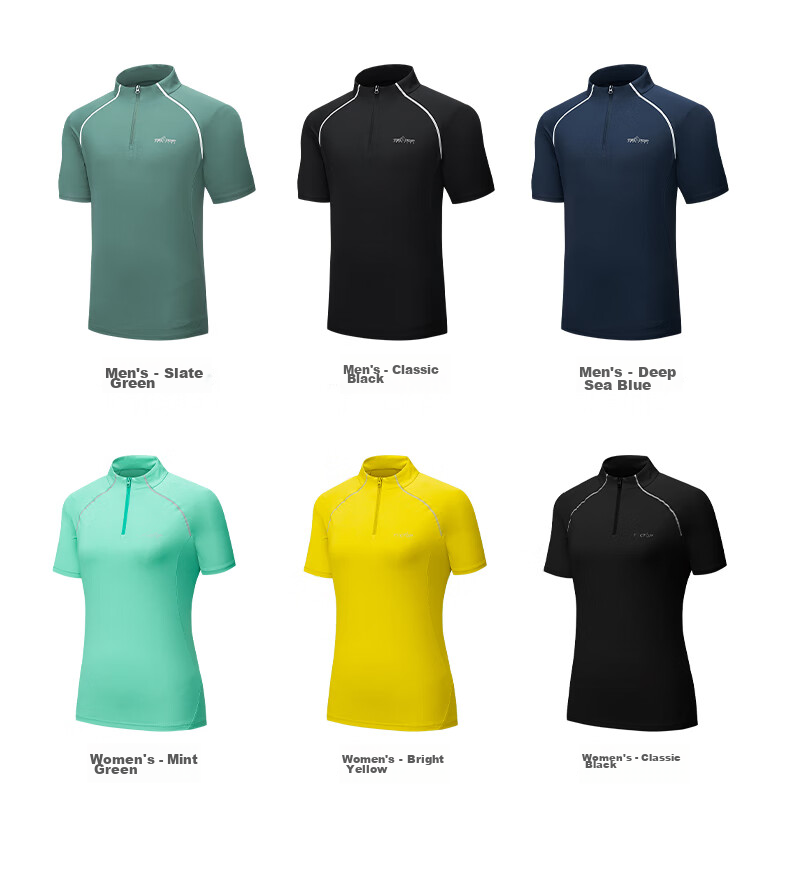 TECTOP Quick-Dry Shirt, Men's Outdoor Half-Zip Collar Reflective Ice-Cool Running Cycling Short-Sleeve T-Shirt 019, Men's Rock Green M 15