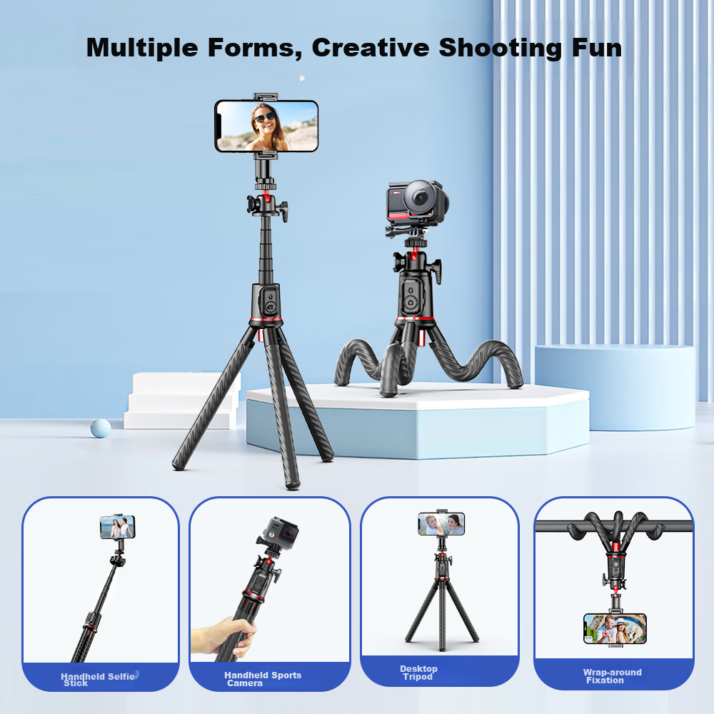 Liangdianpai Selfie Stick 1.3 Meters [High-Quality Materials] Hidden Integrated Universal Anti-Shake Floor Tripod, 360-Degree Rotation, Portable for Travel, Handheld for Live Streaming And Vlog Shooting