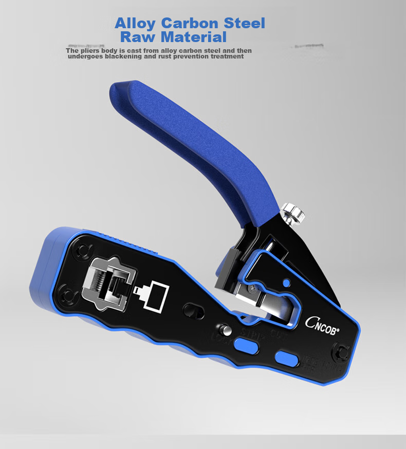 CNCOB Category 7 Cable Crimper, Professional-Grade Cat6 Full-Function Network Clamp Tool Set, Swallow-Tail Clip, Through-Hole RJ45 Connector Crimping Pliers, CN-97109 5